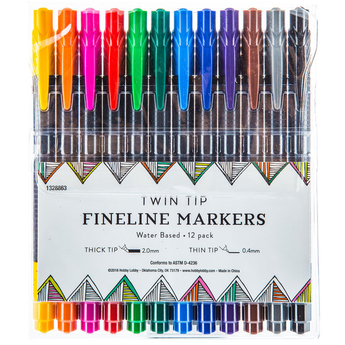 Twin Tip Fineline Markers 12 Piece Set Hobby Lobby 1328863
